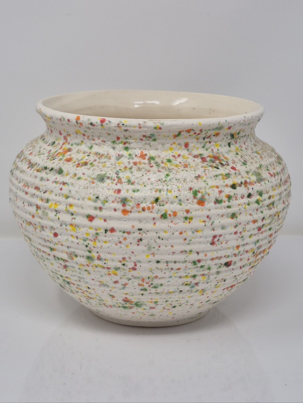 Vintage Spsckled Glazed Pottery Plant Pot